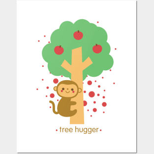 Little Monkey Tree Hugger Posters and Art